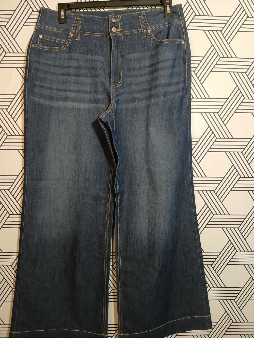 Cato Lightweight Wide Leg Denim Trousers High Rise Flowing Dressy Casual